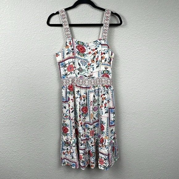 Ella Moon Lindsey Embroidered Floral Dress Faux Cross Stitch Vacation Europe S - Picture 2 of 14